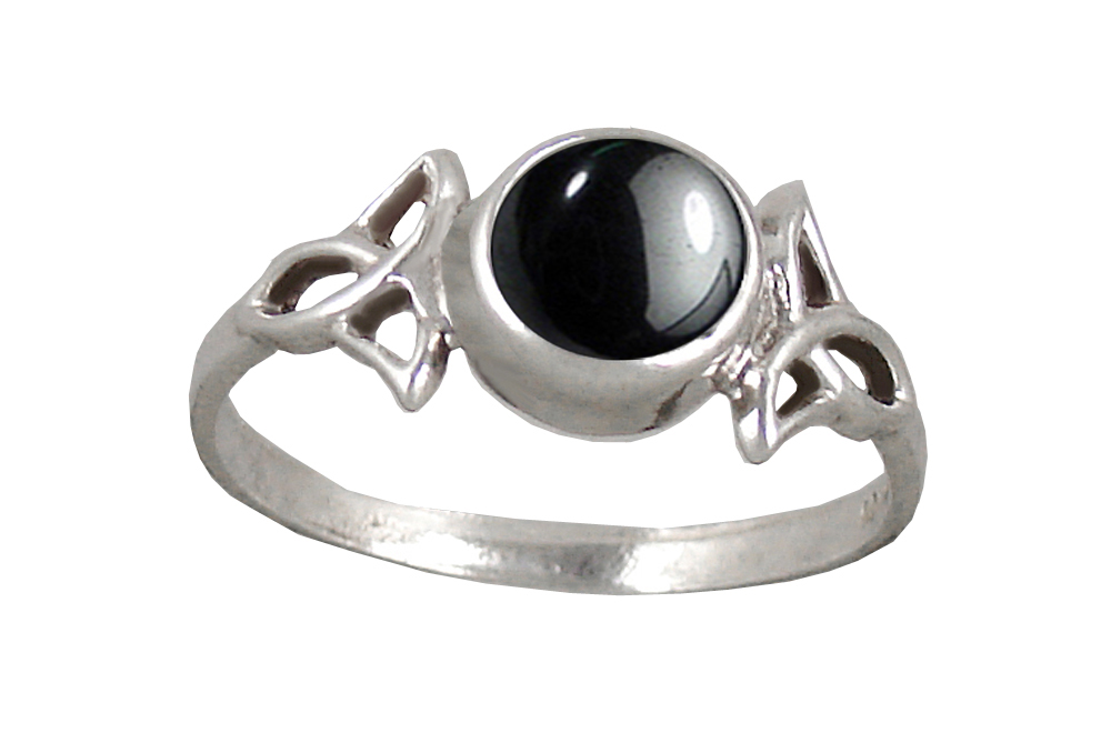 Sterling Silver Celtic Knotwork Ring With Hematite Size 6